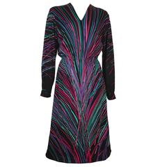 Vintage Leonard Paris Abstract Print Silk Jersey Dress 1970s 9