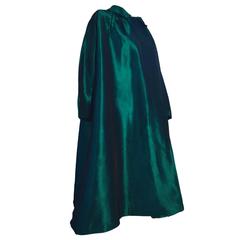 1950s Vintage Emerald Green Silk Swing Evening Coat