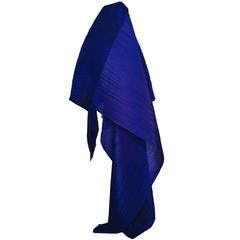Issey Miyake Pleats Please Madame T Electric Blue Wrap Dress Cape