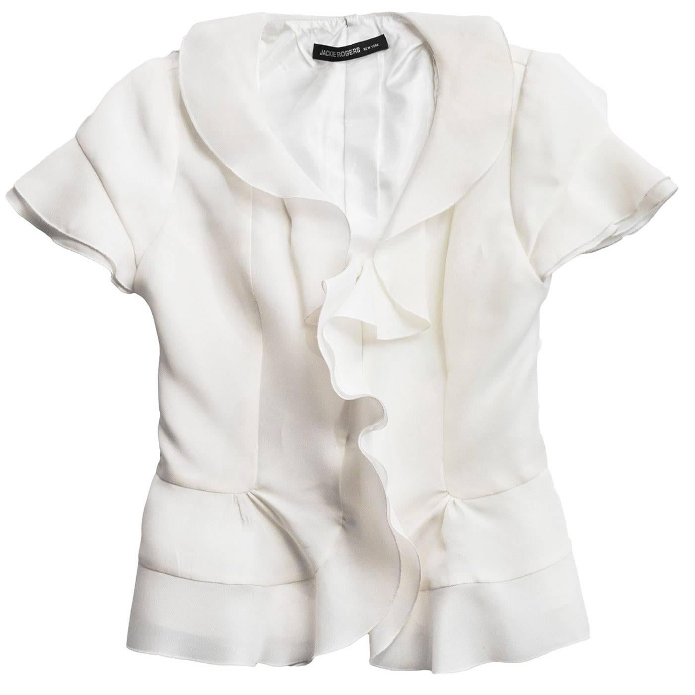 Jackie Rogers White Ruffle Organza Blouse 