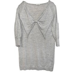 Miu Miu Grey Long Knit Tunic w/ Bow sz M/L