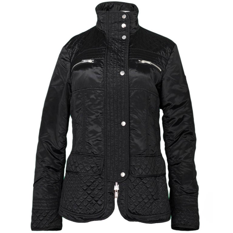 Postcard Black Nylon Quilted Jacket sz US8 For Sale at 1stDibs post