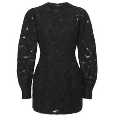 Versace Black Long Sleeve Jacquard Micro Mini Dress 10