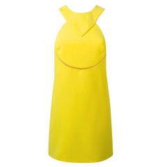 VERSACE YELLOW SILK HALTERNECK DRESS with CUT-OUT