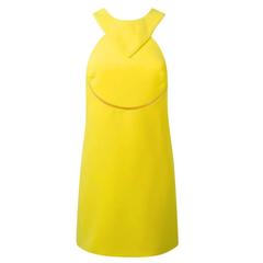 VERSACE YELLOW SILK HALTERNECK DRESS with CUT-OUT 12