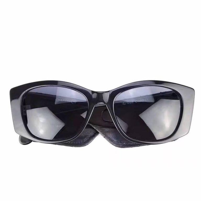 Chanel Black Quilted Leather Sunglasses For Sale at 1stDibs | chanel  sunglasses with leather sides, chanel sunglasses leather sides, chanel  leather sunglasses