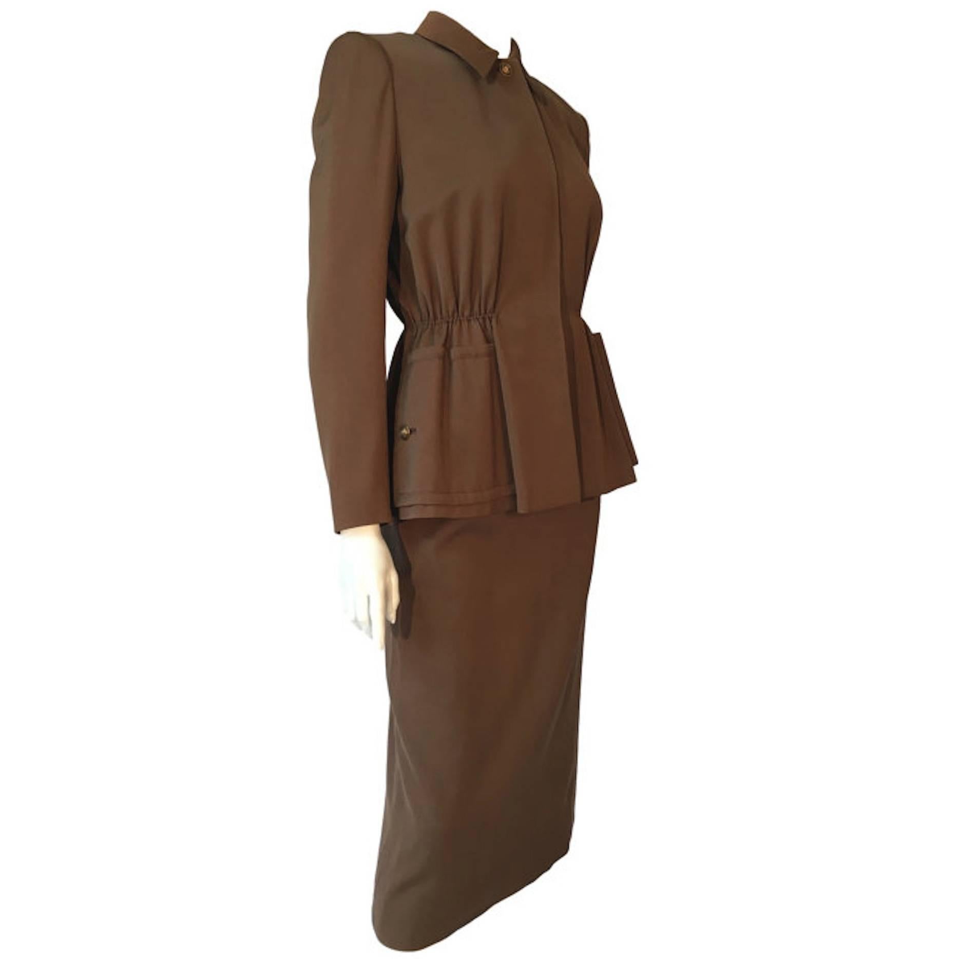 Gilbert Bests Apparel Vintage 1940s Gabardine Wool Skirt Jacket Suit Set UK 8/10