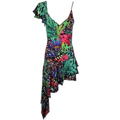 F/W 2002 Julien Macdonald Butterfly Silk Asymmetrical Dress