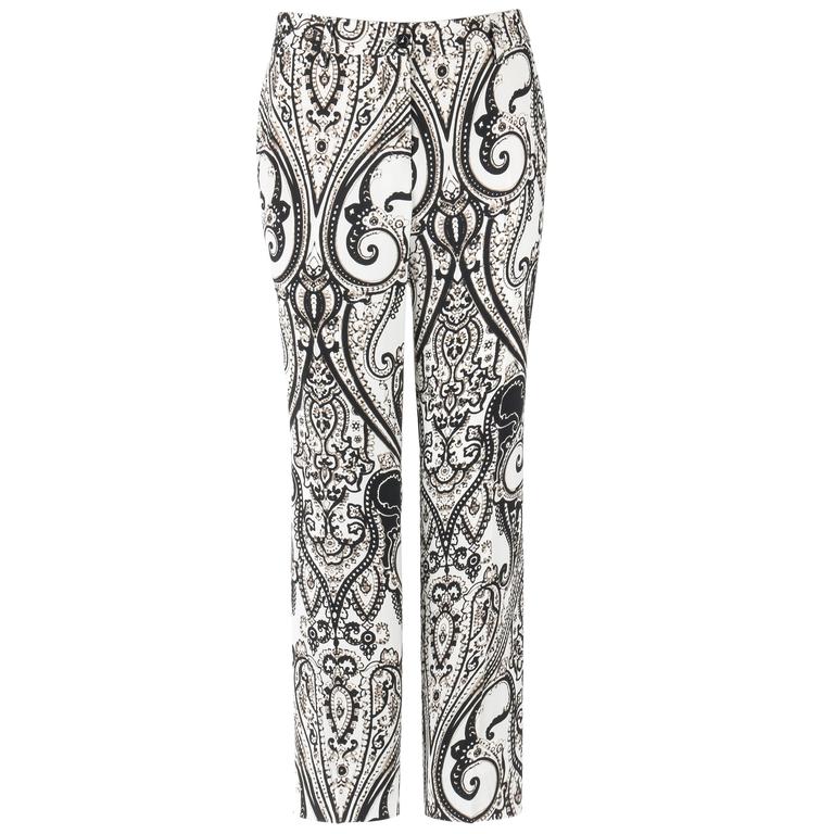 ETRO S/S 2006 Black and White Paisley Print "Cady" Pants NWT For Sale at 1stDibs etro paisley