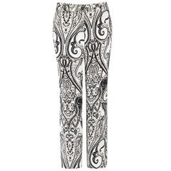 ETRO S/S 2006 Black & White Paisley Print "Cady" Pants NWT 4