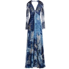 New ZUHAIR MURAD Embellished Ocean Blue Silk Gown It. 38 - US 2