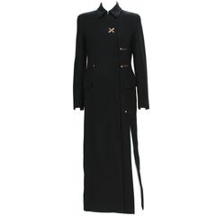 New Versace Runway Long Wool Black Coat It. size 40 3