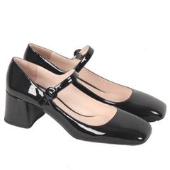 PRADA Schwarze Lackleder MARY JANE PUMPS Schuhe GRÖSSE 40 1/2