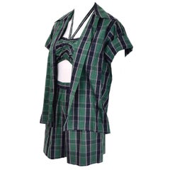 Dorothy Cox for McMullen Green Plaid Shorts Shirt & Halter Bandeau Top Playsuit