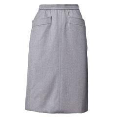 YSL Yves Saint Laurent Vintage 1960s 60s Gray Wool Pencil Skirt