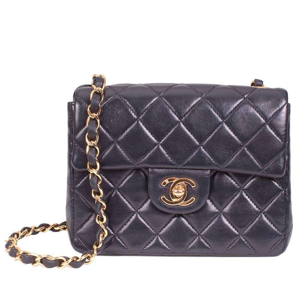 Chanel Navy Blue Quilted Lambskin Shoulder Bag from 2000