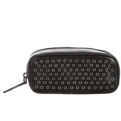 Alaia NEW Black Leather Metal Cosmetic Travel Vanity Storage Clutch Bag in Box