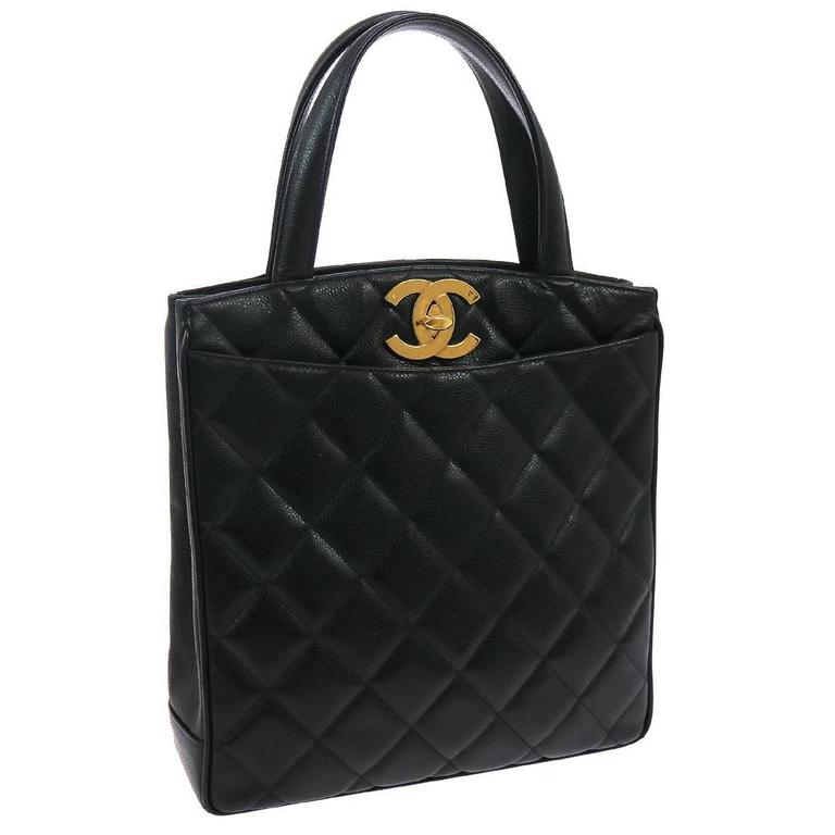 Chanel Black Caviar Leather Evening Top Handle Satchel Bag For Sale at