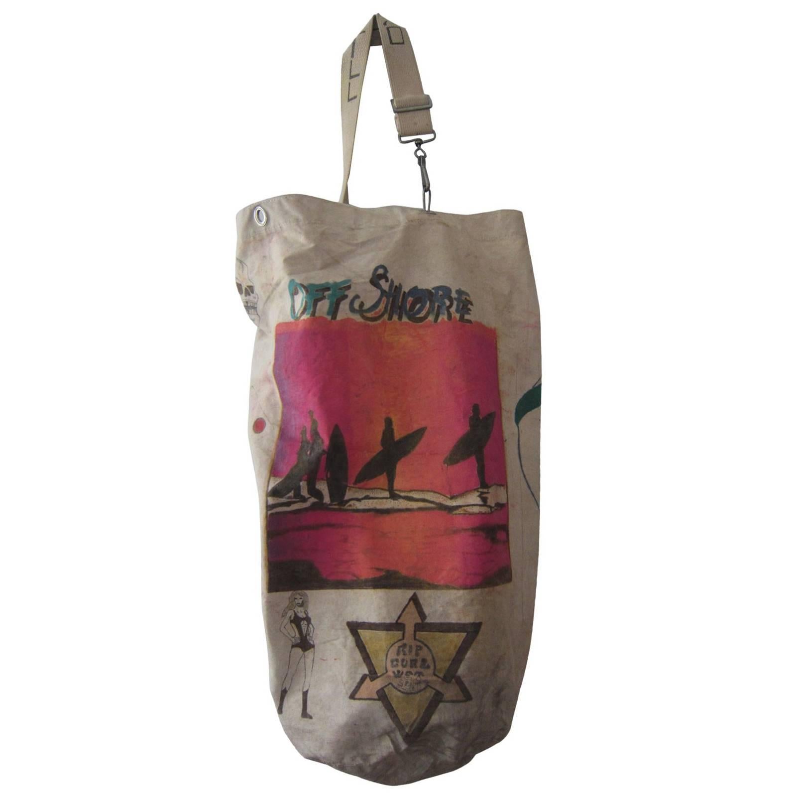 French Marine Sailor Duffel Bag Hand Painted 