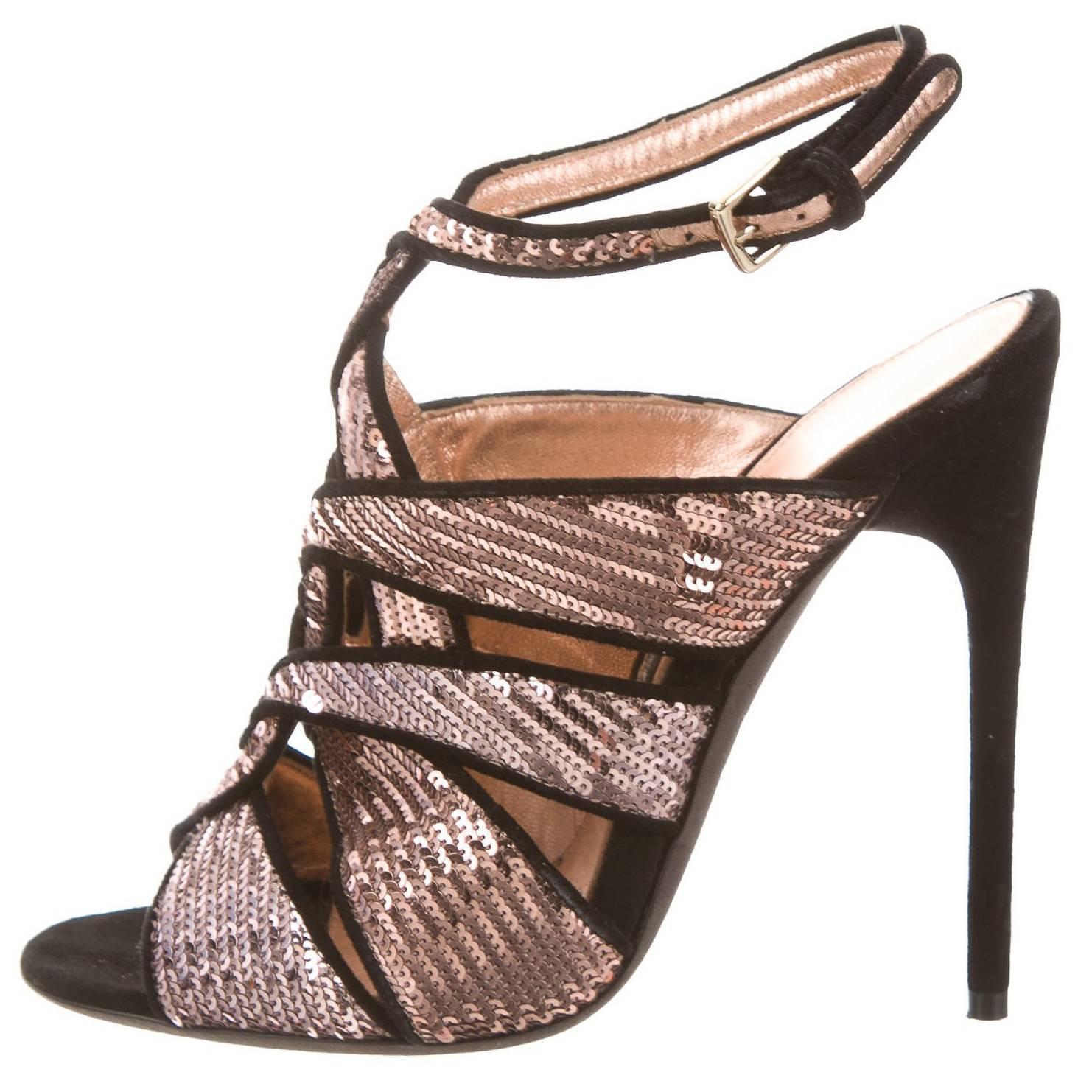 Tom Ford NEW & SOLD OUT Sequin Suede Cut Out Sandals Evening Heels 