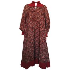 Vintage PHOOL Indian Medium Weight Cotton Paisley Smock Yoke Dress 1970s