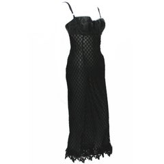 DOLCE & GABBANA Lace Sexy Bustier Stretch Sheer Black Dress 44