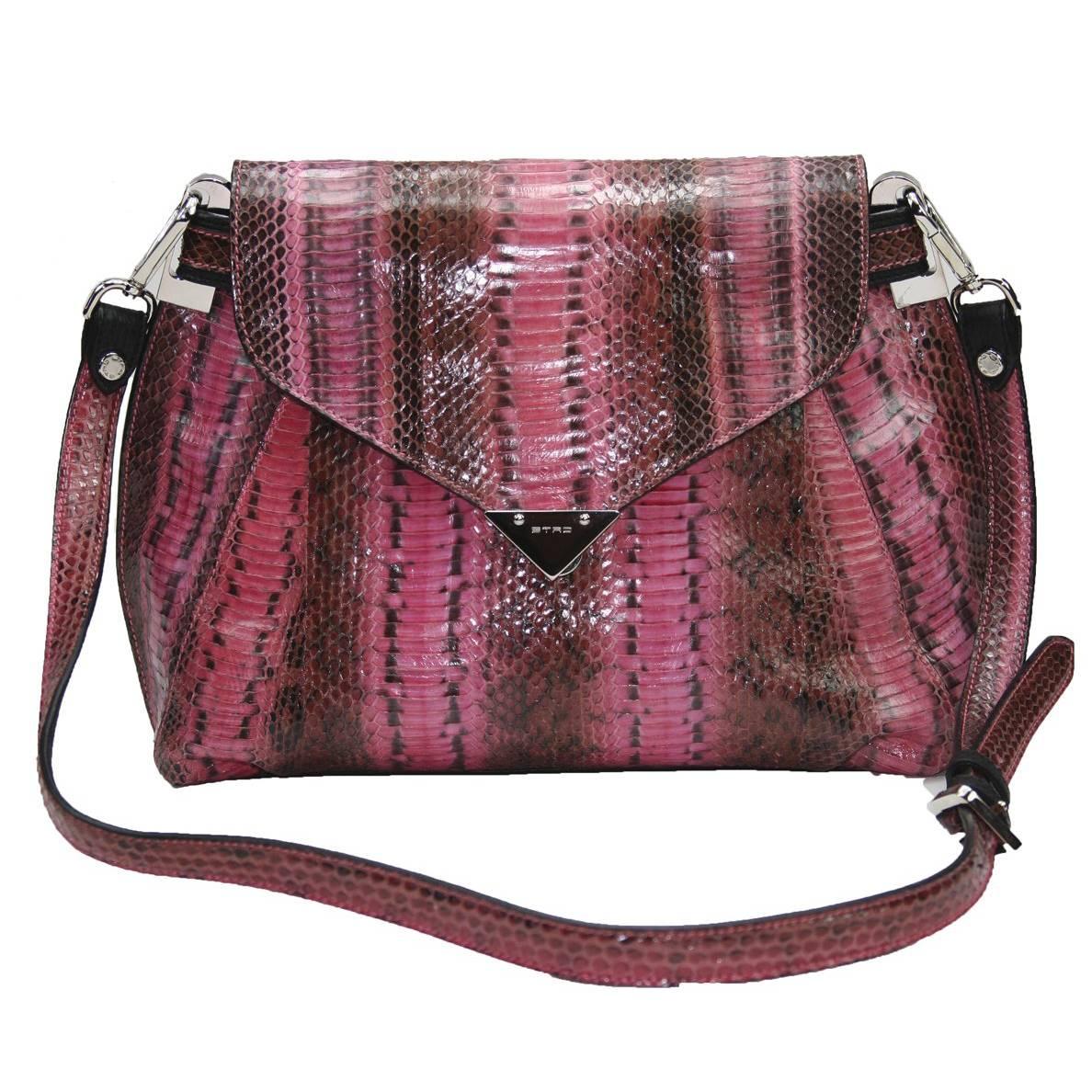 New ETRO Cornelia Runway Watersnake Leather Clutch Shoulder Bag For Sale