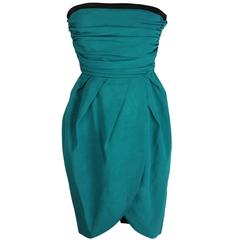 1980s Christian Dior Green Emerald Sheath Dress