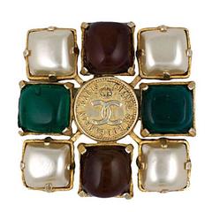 Chanel Logo Coin Medallion Cruciform Brooch 10