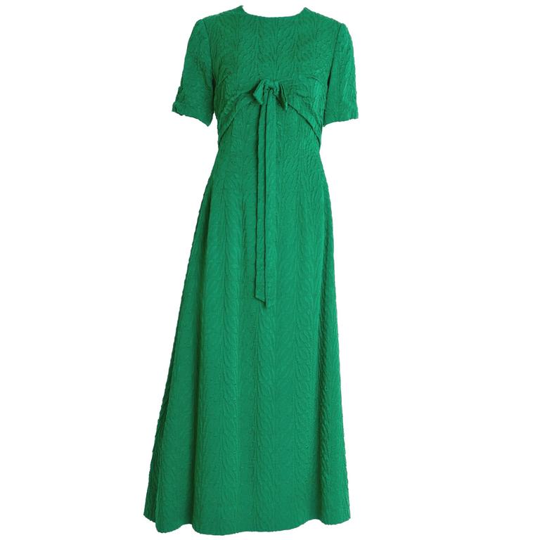 1960s Italian Couture Green Long Dress at 1stDibs