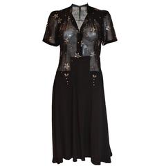 1940s crepe and cotton dress 11