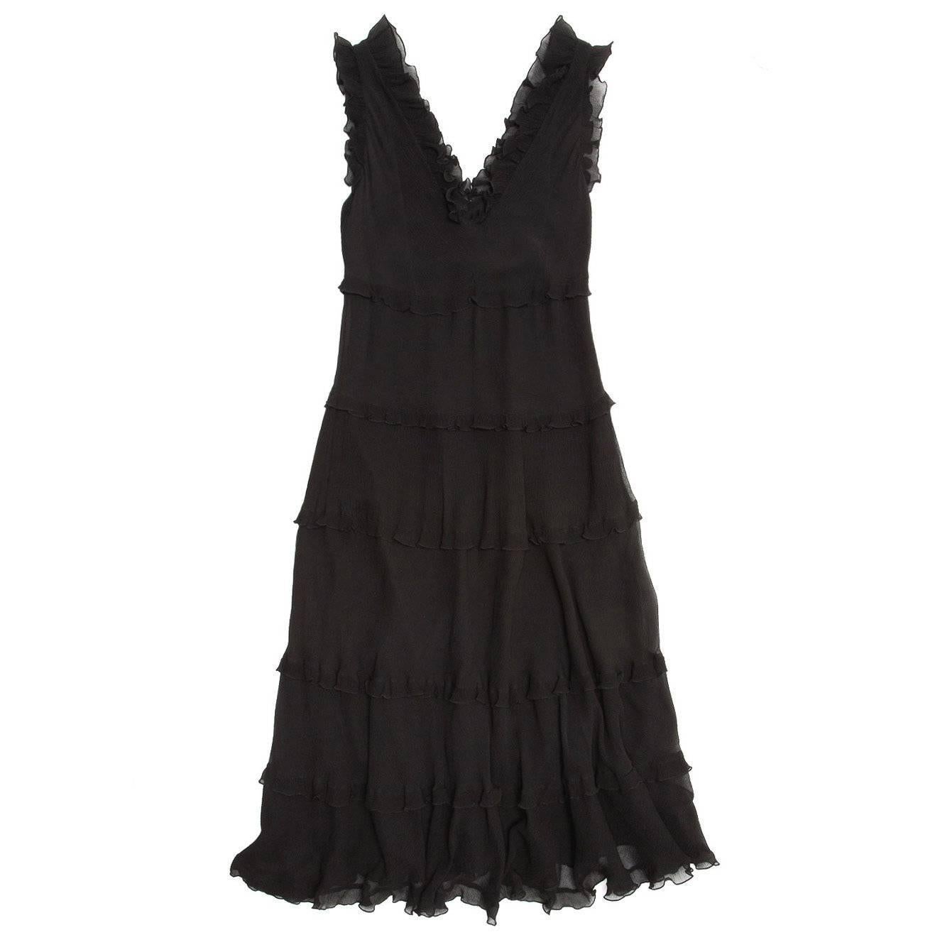 Cacharel Black Silk Long Dress