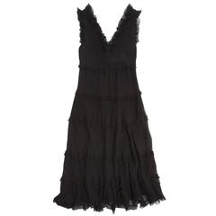 Vintage Cacharel Black Silk Long Dress
