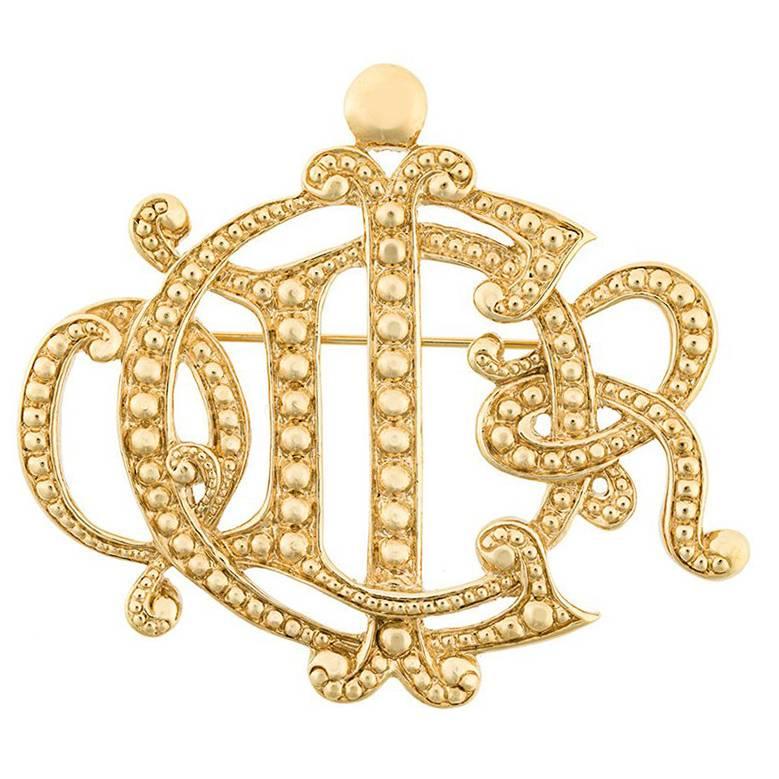 Dior J'adore !!! logo gold twisted brooch 1990