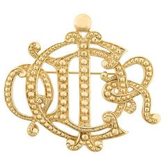 Vintage Dior J'adore !!! logo gold twisted brooch 1990