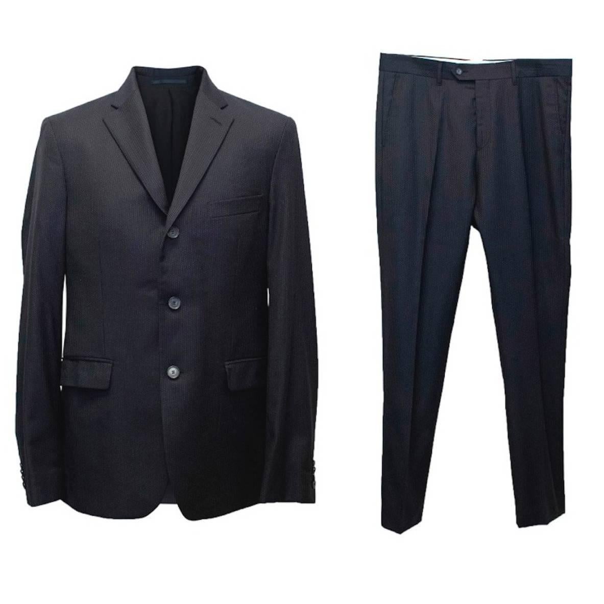 Acne Men's Navy Blue Pinpoint Suit  For Sale