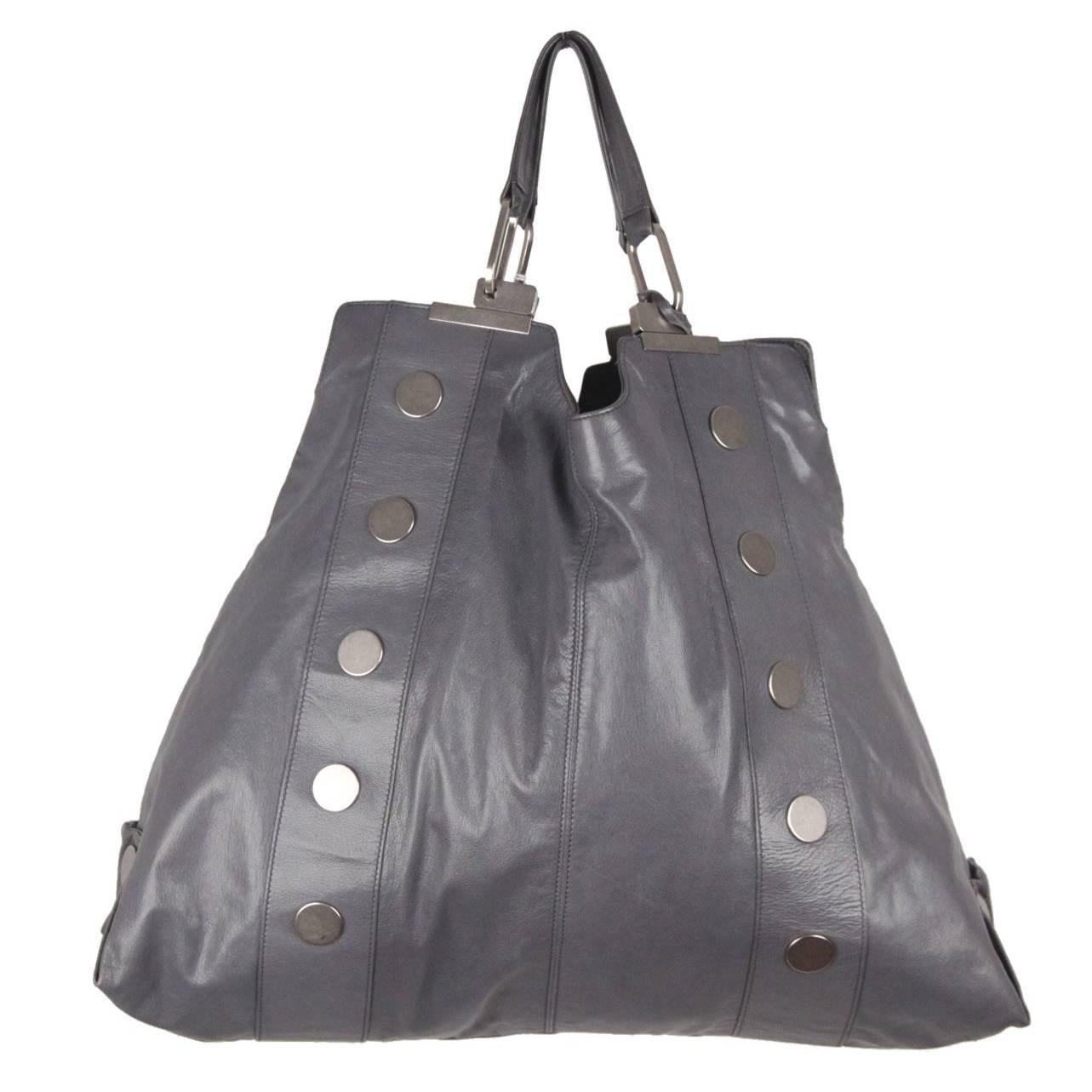 BALENCIAGA Gray Leather LARGE SHOPPING BAG Shopper