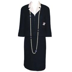 Timeless Midnight Blue Chanel Tweed Skirt Suit 12