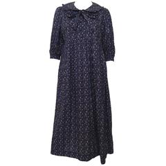 Used 1980s Laura Ashley Floral Cotton smock Tie Front Dress Midi 