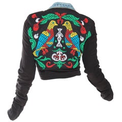 MORPHEW COLLECTION Cotton Chrome Studded Denim Jacket With Embroidery & Beaded 