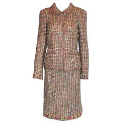 Gorgeous Chanel Multicolor Fringed Fantasy Lesange Sequin Tweed Skirt Suit 12