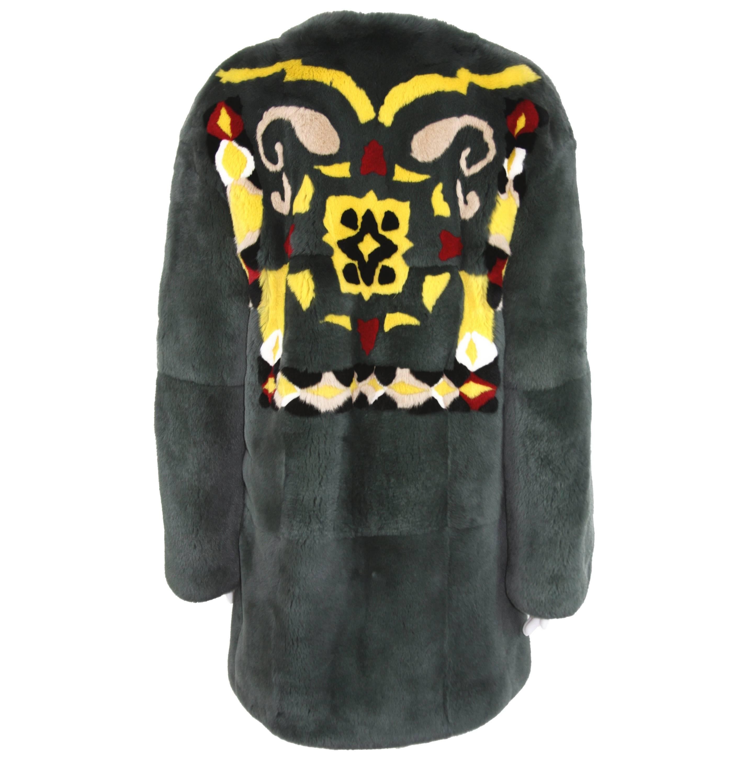 New and Unique ETRO Runway Abstract Design Fur Coat 42 - US 6 For Sale