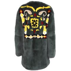 New and Unique ETRO Runway Abstract Design Fur Coat 42 10