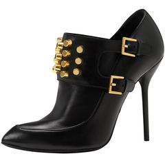 New GUCCI Studded High Heel Black Ankle Leather Booties Boots 37 – 7