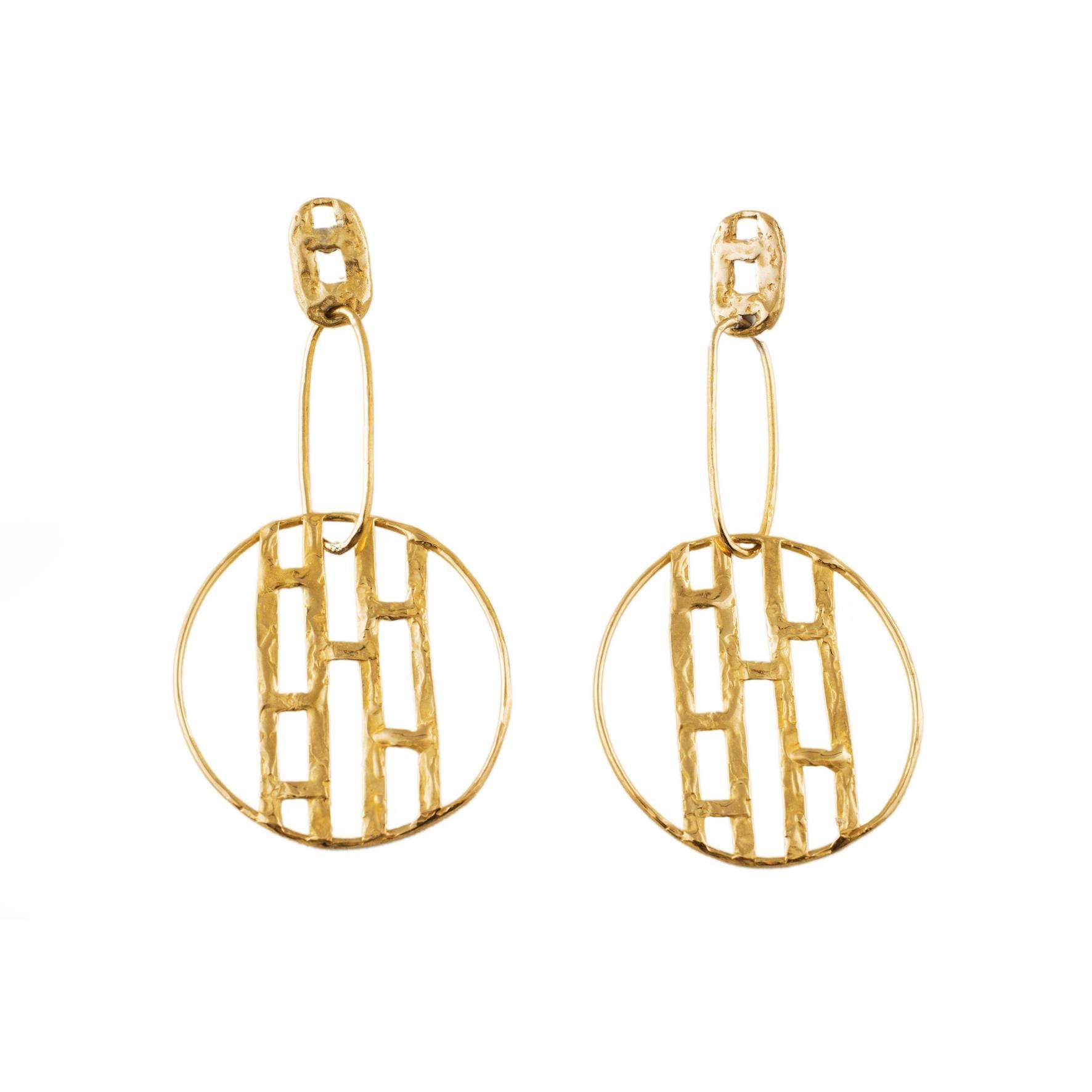 Skyscrapper Gold-Plated Bronze Earrings For Sale