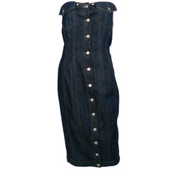 Jean Paul Gaultier Vintage Denim-Bustierkleid aus Denim, Größe USA 10
