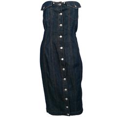Jean Paul Gaultier - Robe bustier en jean vintage, taille US 10