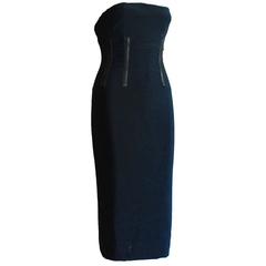 Amazing Gucci by Tom Ford Leather Corset Bodycon Mesh Dress 7