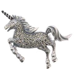 Silver Unicorn Brooch with marcasite