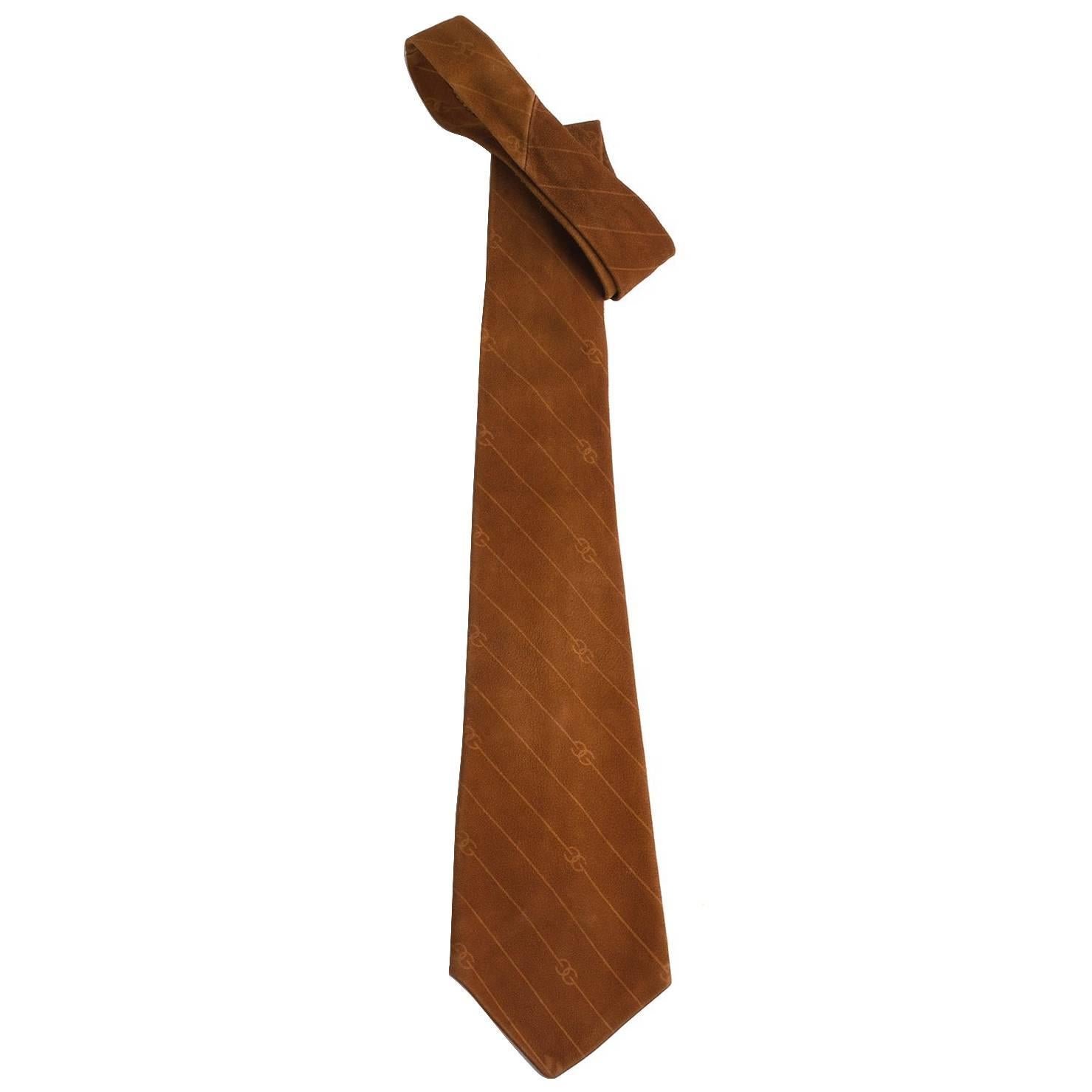 1970s Gucci vintage suede tie For Sale